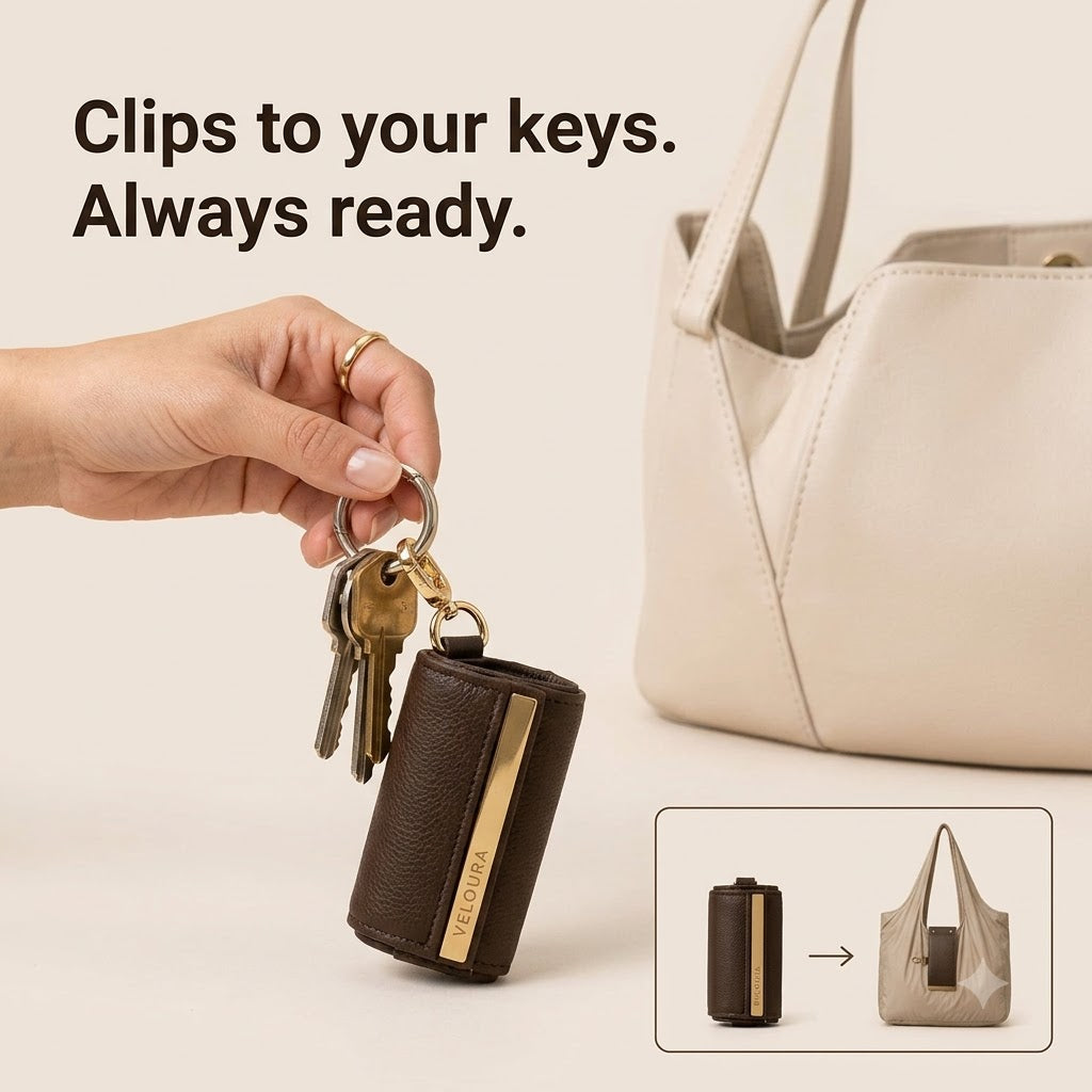 Galaxo Keychain Tote carrying a full grocery haul