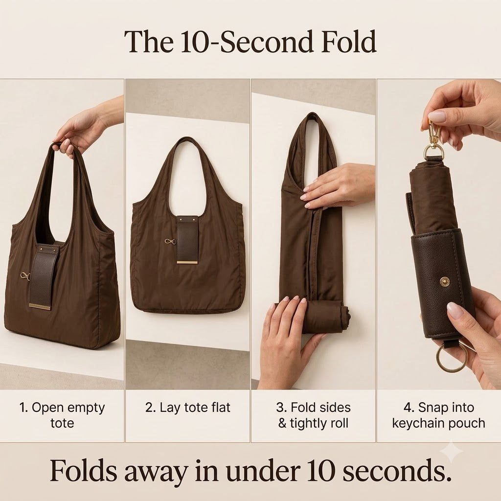 Gold-tone hardware clip on the Galaxo Keychain Tote